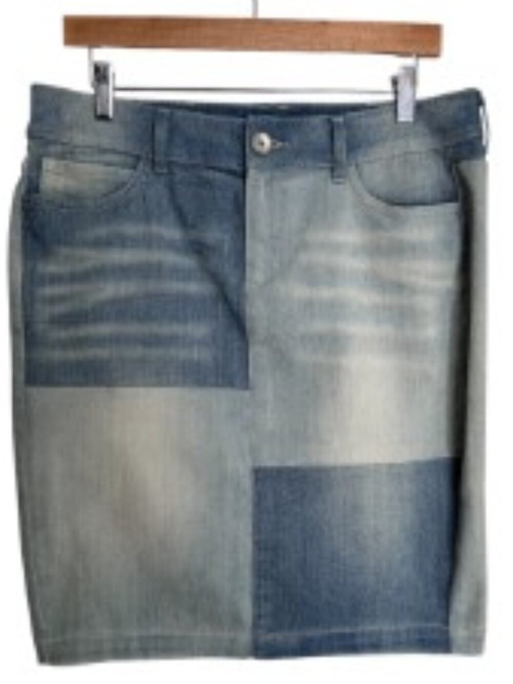 Sam Edelman Denim Patchwork Skirt 12